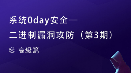 【預售：滿10人開班】系統(tǒng)0day安全-二進制漏洞攻防（第3期）